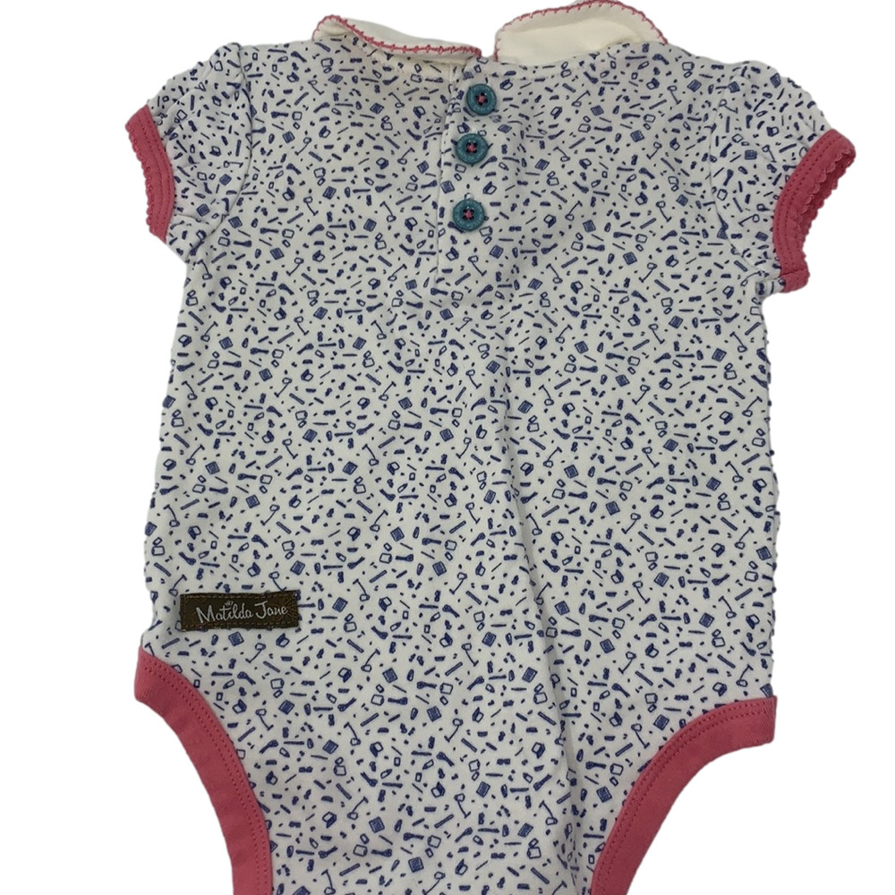 Matilda Jane Baby Girl Crafty Collared Romper 6-12 Months Peter Pan Collar - Picture 3 of 6